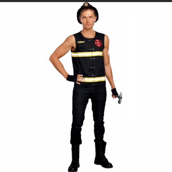 Dreamguy Other Mens Fireman Costume Includes Hook Front Vest With